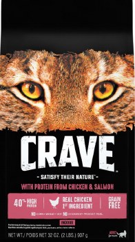 Crave High Protein Indoor Formula Salmon Recipe Grain Free Adult Dry Cat Food 2lb