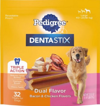 Pedigree Dentastix Dual Flavor, Large Dog Dental Treats, 32 count