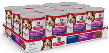 Hills Science Diet Adult 7yr Formula Savory Stew with Beef and Vegetables Recipe Canned Wet Dog Food case of 12, 12.8oz Cans