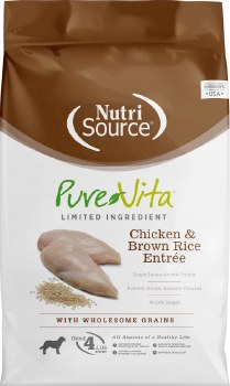 Pure Vita Chicken and Brown Rice Recipe Dry Dog Food 15lb