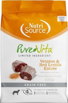 Pure Vita Grain Free Venison and Red Lentils Recipe Dry Dog Food 25lb