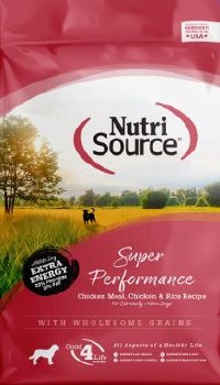 NutriSource Super Performance Chicken and Rice with Extra Energy, Dry Dog Food, 40lb