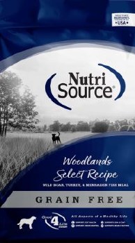 Nutrisource Grain Free Woodlands Select Wild Boar Turkey and Menhaded Fish Meal Protein, Dry Dog Food, 15lb