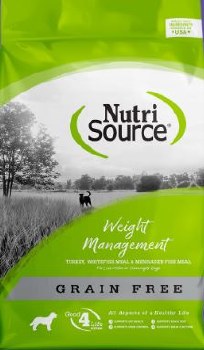 NutriSource Grain Free Weight Management Turkey Whitefish and Menhaded Fish Meal Protein, Dry Dog Food, 15lb