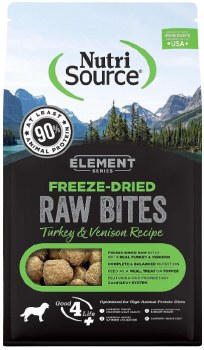 NutriSource Freeze-Dried Raw Bites Turkey and Venison Recipe, Dog Treat, 10oz