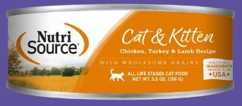 NutriSource Chicken, Turkey, and Lamb Recipe Canned, Wet Cat Food, case of 12, 5oz Cans