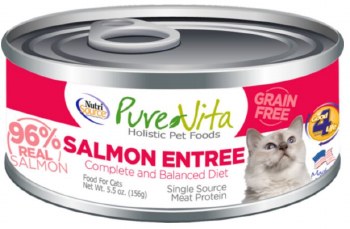 PureVita Salmon Entree Limited Ingredient Grain Free Canned Wet Cat Food case of 12, 5oz Cans