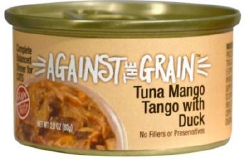 Against the Grain Farmers Market Tuna Mango Tango Recipe with Duck in Gravy Grain Free Canned Wet Cat Food 2.8oz