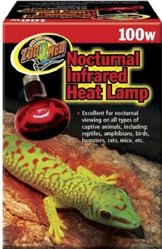 Zoo Med Lab Nocturnal Infrared Reptile Heat Lamp, Red, 100W