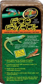 Zoo Med Lab Eco Earth Compressed Coconut Fiber Reptile Substrate, Brown, 7-8L