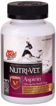 NutriVet Aspirin 120mg Chewables for Small Dogs, Liver Flavor, 100 count