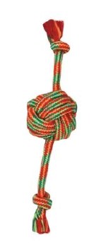 Mammoth Extra Fresh Dental Monkey Fist Ball Rope Chew for Dogs, Green Red, 13 inch