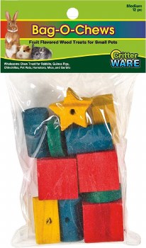 Ware Wood Bag o Chews for Small Animals, Assorted Fruit Flavors, Medium, 12 Count