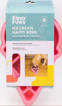 Zippy Paws Happy Bowl Slow Feeder Ice Cream, Pink, Dog Bowl, Medium