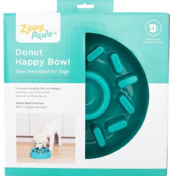 Zippy Paws Happy Bowl Slow Feeder Donut, Green, Dog Bowl, Medium