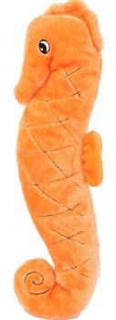 Zippy Paws Jigglerz Seahorse, Orange, Dog Toys, Large