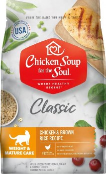 Chicken Soup for the Soul Weight and Mature Care Formula Chicken and Rice Recipe, Dry Cat Food, 4.5lb
