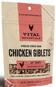 Vital Essentials Freeze Dried Chicken Giblet Cat Treats 1oz