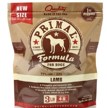 Primal Frozen Raw Lamb Formula Dog Nuggets, 3lb