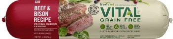 Freshpet Vital Roll Grain Free Beef & Bison Recipe for Dogs, 1lb