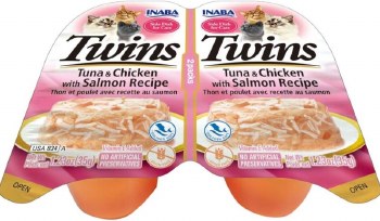 Inaba Twins Grain Free Side Dish for Cats, Chicken and Salmon, 1.23oz, 2 count