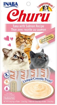 Inaba Churu Puree Cat Treats, Tuna and Salmon .5oz, 4 count