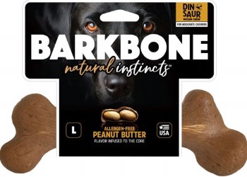 Pet Qwerks BarkBone Dinosaur Natural Instincts Peanut Butter Flavored Nylon Dog Toy, Large