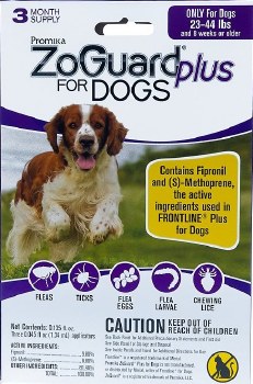 ZoGuard Plus Spot-On for Dogs, Dog Flea, 23-44lb 3 month pack