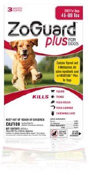 ZoGuard Plus Spot-On for Dogs, Dog Flea, 45-88lb 3 month pack