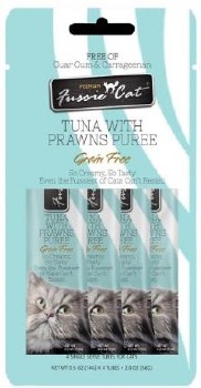 Fussie Cat Tuna Prawn Puree Cat Treats, case of 4, .05oz