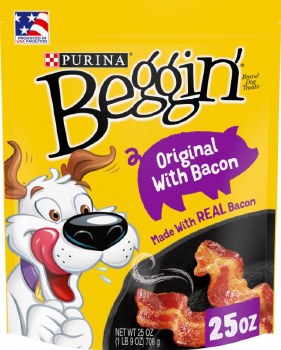 Purina Beggin' Strip Bacon, Dog Treats, case of 4, 25oz