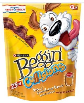 Purina Beggin' Collisions Bacon & Peanut Butter, Dog Treats, case of 4, 25oz