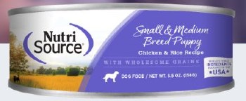 NutriSource Chicken & Rice Small & Medium Puppy Can, Wet Dog Food, case of 12, 5.5oz