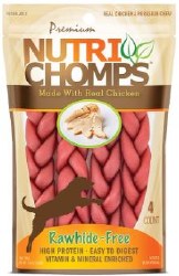 Nurti Chomps Premium Nutri Chomps 6 inch Chicken Flavor Braided Dog Treats, Digestible Dog Chews, 4 Count