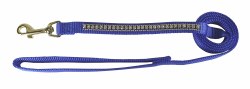 Hamilton Gold Rhinestone Dog Lead 5/8 inch thick, 4 feet long, Blue