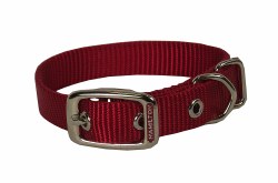 Hamilton Single Thick Nylon Deluxe Dog Collar, 3/4 inch thick x 20 inch length, Red