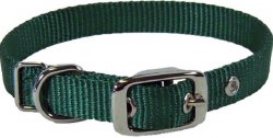 Hamilton Single Thick Nylon Deluxe Dog Collar, 3/4 inch thick x 16 inch length, Dark Green