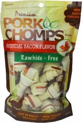 Premium Pork Chomps Bacon Flavor Knotz Dog Treats 2.5 Inch 12 count