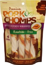 Premium Pork Chomps Sweet Potato Dog Treats Large 4 count