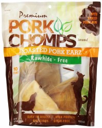 Premium Pork Chomps Roasted Pig Skin Pork Earz 10 Count