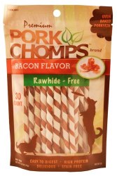 Premium Pork Chomps Bacon Flavor Twists 30 Count Dog Treats