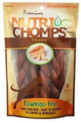 Nurti Chomps Premium Nutri Chomps 6 inch Chicken Flavor Braided Dog Treats, Digestible Dog Chews, 4 Count