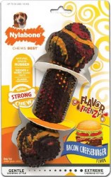 Nylabone Strong Chew Flavor Frenzy Rubber Dog Chew Toy, Bacon Cheeseburger Flavor, Dog Dental Health, Wolf