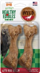 Nylabone Healthy Edibles Chew Treats for Dogs, Bison Flavor, Wolf, Dog Dental Health, 2 count
