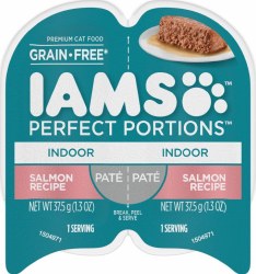 IAMS Perfect Portions Indoor Cat Formula Grain Free Pate with Salmon Wet Cat Food 2.6oz