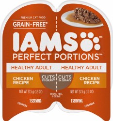IAMS Perfect Portions Adult Formula Grain Free Chicken Cuts in Gravy Wet Cat Food 2.6oz