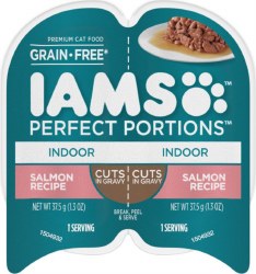 IAMS Perfect Portions Indoor Cat Formula Grain Free Salmon Cuts in Gravy Wet Cat Food 2.6oz