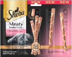 Sheba Meaty Tender Sticks Salmon Flavored, Cat Treat, 5 Count