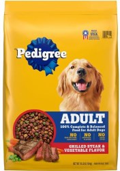 Pedigree Adult Complete Nutrition Grilled Steak and Vegetable Flavor, Dry Dog Food, 18lb Bonus Bag