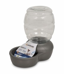 Petmate Replendish Gravity Water W/Microban, Water Dish, 1 Gallon, Silver